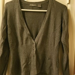 Gray cardigan with ribbed waist